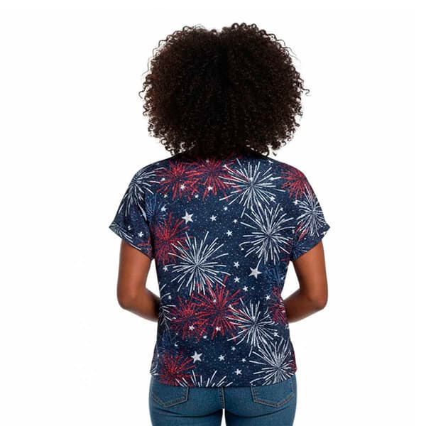 Womens Thomas & Olivia Dolman Sleeve Firework Stars V-Neck Tee