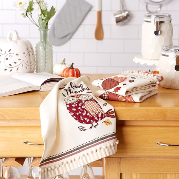 DII® Embellished Welcome Fall Dishtowel Set Of 3