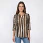 Petite Cocomo 3/4 Sleeve Stripe Basket Weave Blouse - image 1