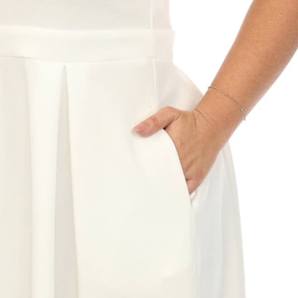 Plus Size White Mark Solid Fit and Flare Dress