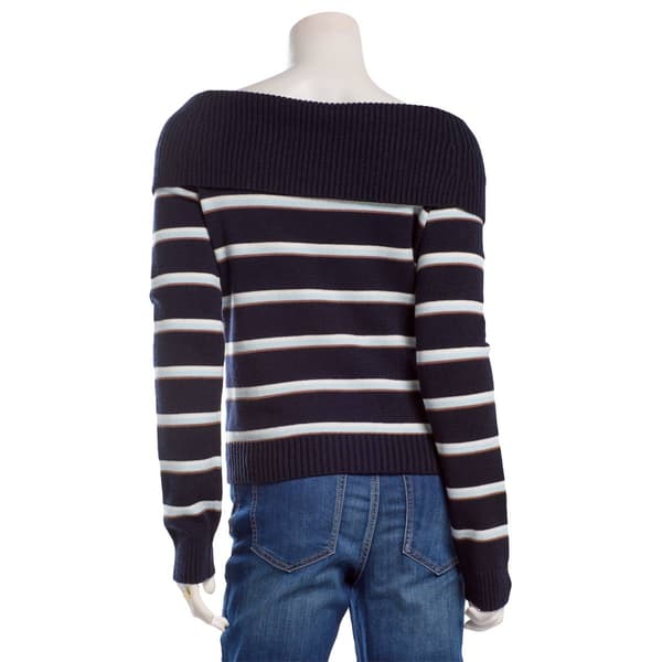 Juniors Pink Rose Jersey Marilyn Pullover Sweater - Stripes