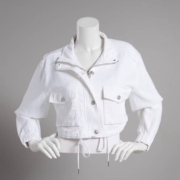 Juniors Love Tree Tied Up Cropped Denim Jacket - image 