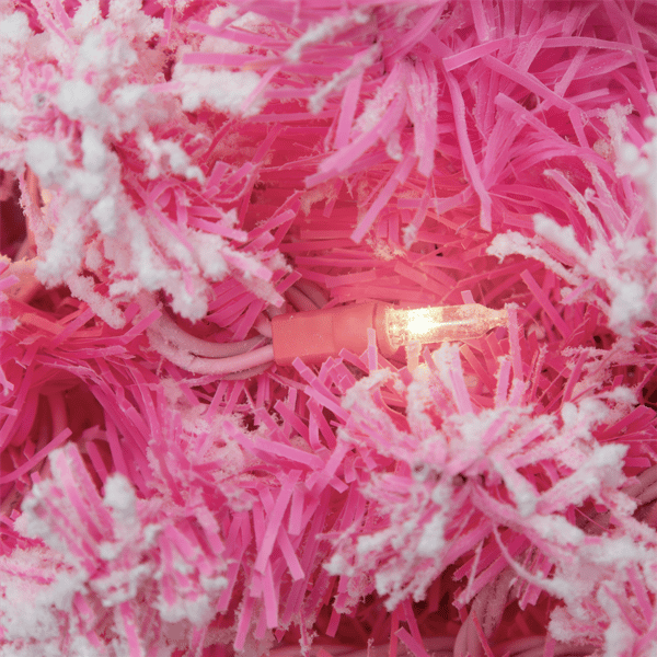 Northlight 24in. Pre-Lit Flocked Pink Pine Christmas Wreath