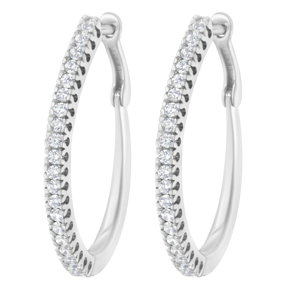 Diamond Classics™ 10kt. White Gold 1/2ctw. Hoop Earrings