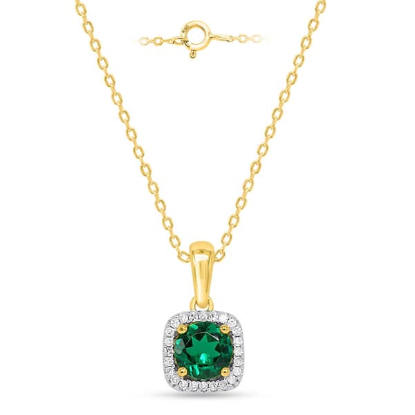 Gemstone Classics(tm) Created Emerald Lab Grown Diamond Pendant