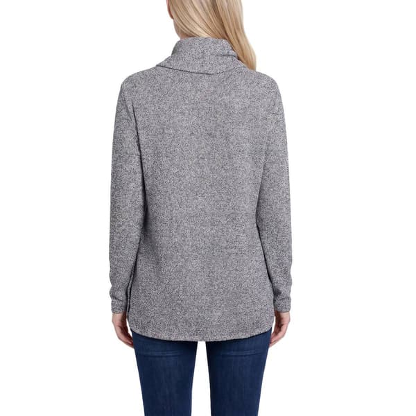 Womens NY Collection Long Sleeve Cowl Neck Side Button Sweater