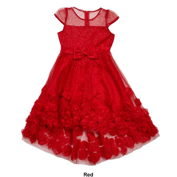 Girls (7-16) Rare Editions Glitter Mesh High Low Rose Dress