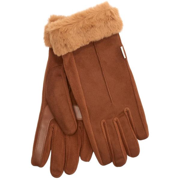 Womens Isotoner Microsuede Faux Fur Cuff Gloves - image 