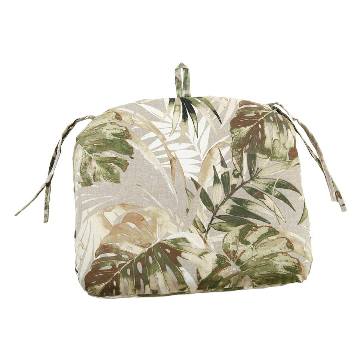 Jordan Manufacturing Chair Pad - Greige Green Leaves