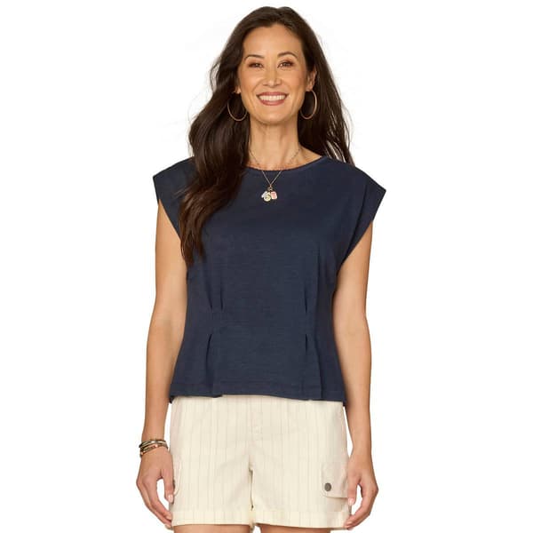 Womens Democracy Ext Sleeve Scoop Neck Peplum Knit Top - image 