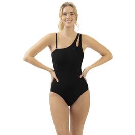 Womens Dolfin&#174; Aquashape Asymmetrical Rib One Piece Swimsuit