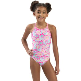 Girls Uglies Blue Criss-Cross Back One Piece swimsuit – Dolfin Swimwear