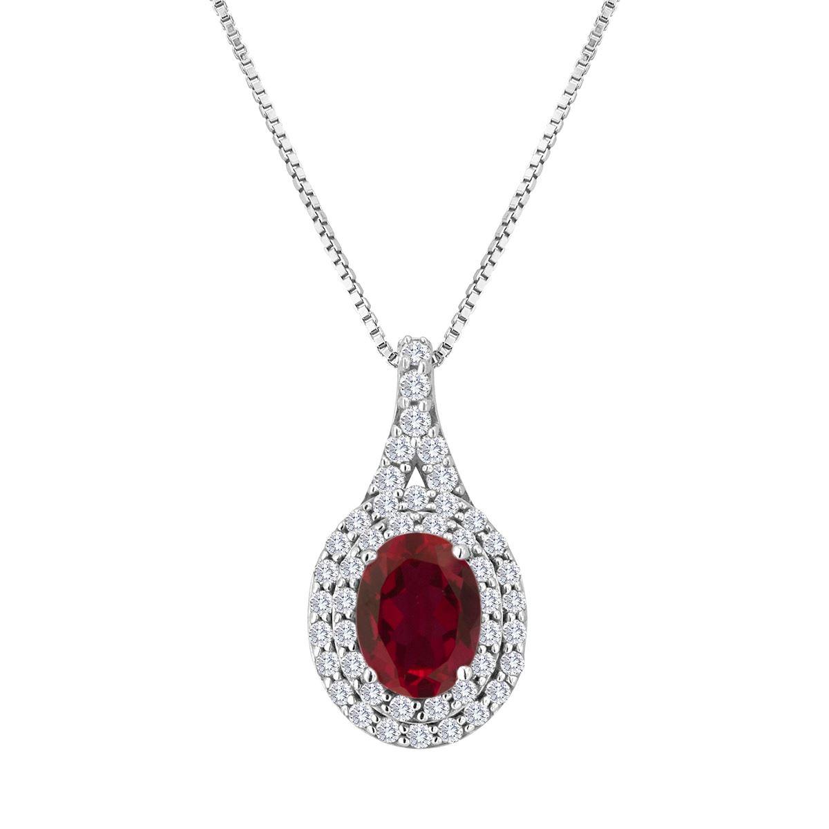 Gemstone Classics™ Sterling Silver Created Ruby Halo...