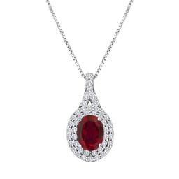 Gemstone Classics(tm) Sterling Silver Created Ruby Halo Pendant