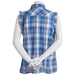 Womens Tommy Hilfiger Sleeveless Ruffle Plaid Popover Blouse