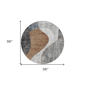 HomeRoots Grey Charcoal & Brown Round Abstract Area Rug - image 3