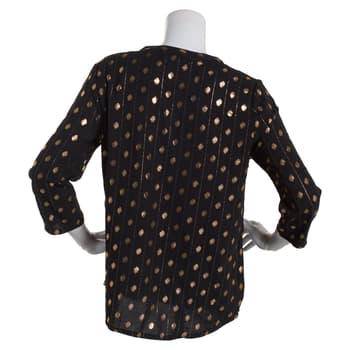 Womens Emily Daniels 3/4 Sleeve Gold Foil Dot Woven Blouse - Boscov's