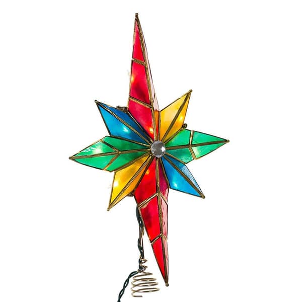 Kurt Adler Multicolor Capiz Bethlehem Star Treetop w/ Gem Center