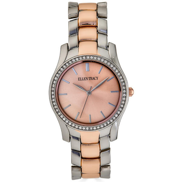 Womens Ellen Tracy Two-Tone Rose Crystal Watch - ET5433TTR - image 