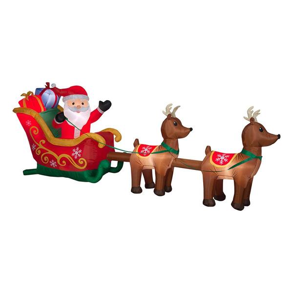 National Tree Airblown&#40;R&#41; 12ft. Santa & Sleigh with Reindeer - image 