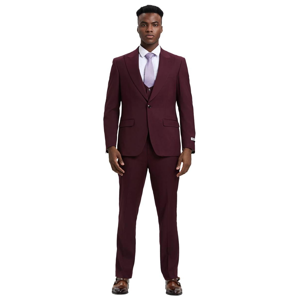Mens Stacy Adams Hybrid-Fit U-Shape Vest 3pc. Suit