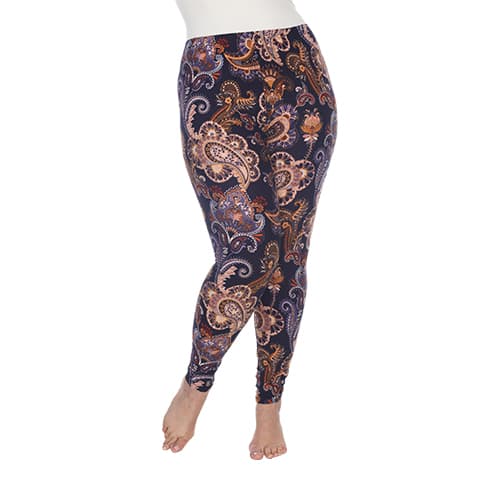 Plus Size White Mark Purple & Gold Paisley Leggings
