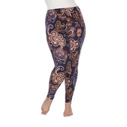 Plus Size White Mark Purple &amp; Gold Paisley Leggings