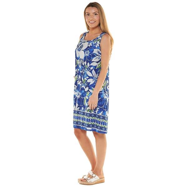 Womens Harper 241 Sleeveless Ikat Hem Border Floral Shift Dress
