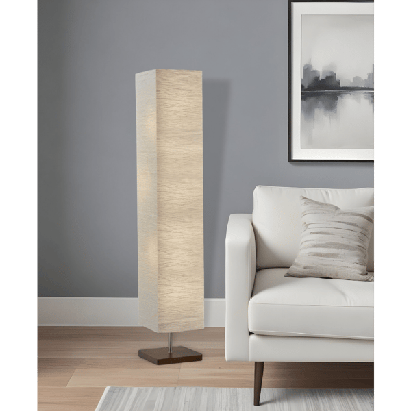 HomeRoots 57in. Brown & White Two Light Column Floor Lamp