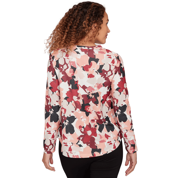 Plus Size Emaline Dusted Petals Overlapped V Neck Blouse
