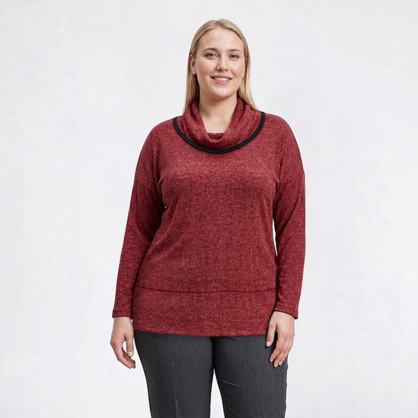 Plus Size Notations Long Sleeve Cowl Neck Lightweight Sweater - Boscov's