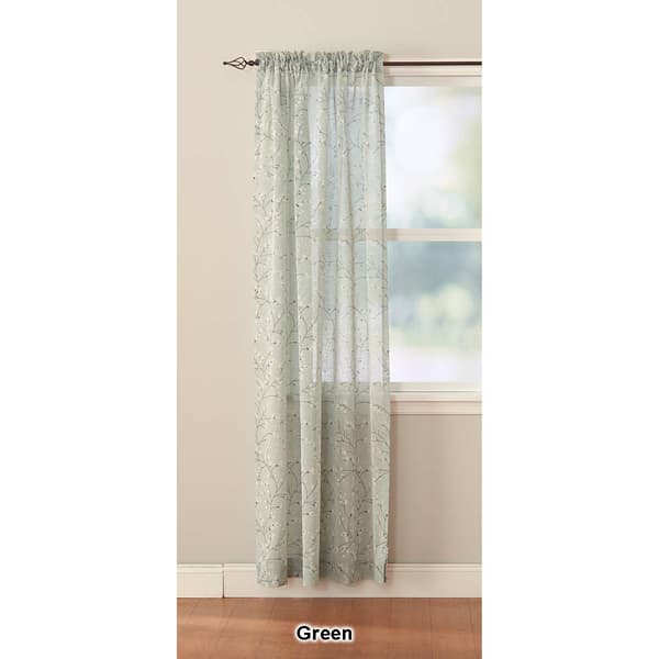 Willow Print Linen Textured Rod Pocket Curtain Panel