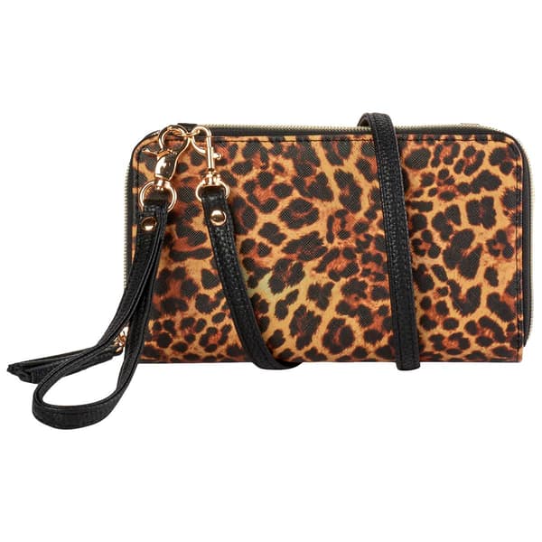 Womens Buxton Ultimate Original Crossbody Wallet - Leopard