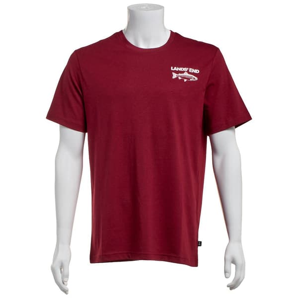 Mens LANDS END(R) Short Sleeve Tee - Cabernet