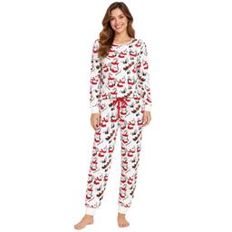 Womens Poppy & Clay Cotton Winter Cottage Scene Pajama Set