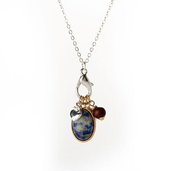 KIS&#40;R&#41; Gold & Silver Plated Marble Stone Pendant Necklace - image 