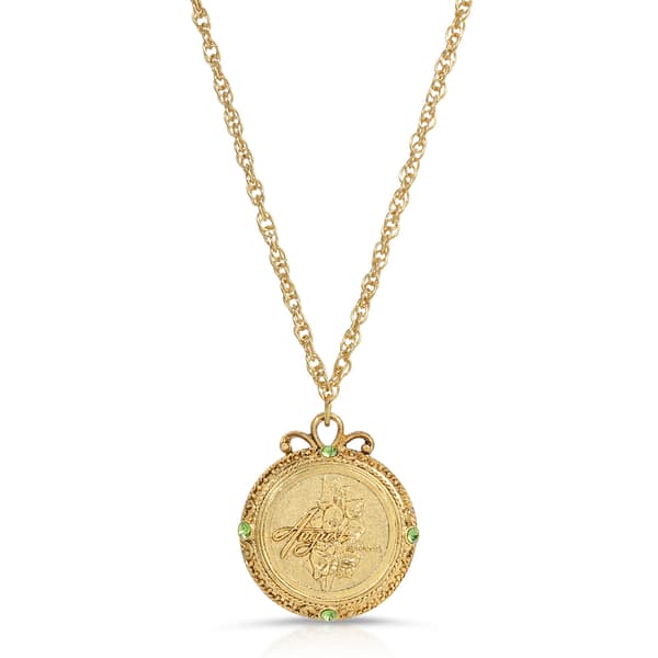 1928 Gold Tone August Flower Gladiolus Pendant Necklace - image 