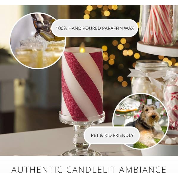 Luminara 3x4.5 Candy Cane Wide Stripe Flameless LED Pillar Candle