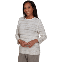 Petite Alfred Dunner Regent Street Sequin Stripe Sweater