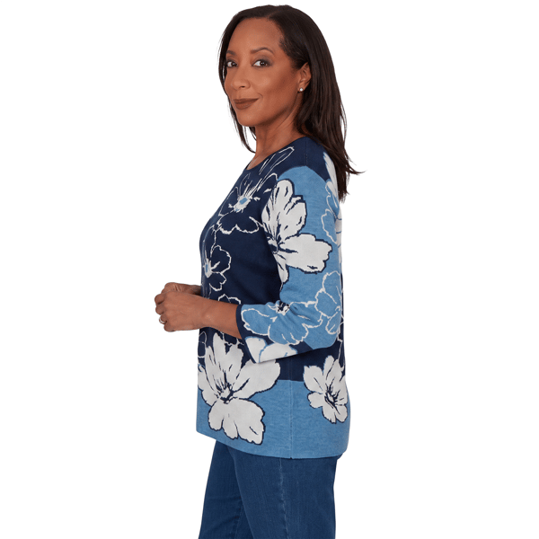 Womens Alfred Dunner Good To Go Floral Patch Sweater