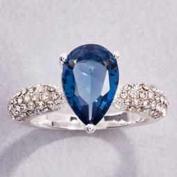 Ashley Cooper(tm) Silver-Tone Pear-Shaped Blue Stone Ring