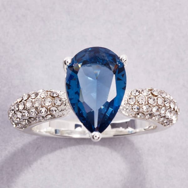 Ashley Cooper(tm) Silver-Tone Pear-Shaped Blue Stone Ring - image 