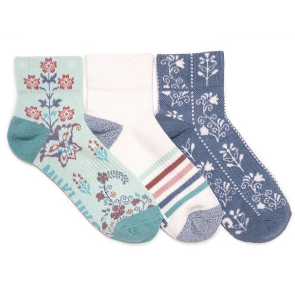 Womens MUK LUKS® 3pk. Quarter Crew Compression