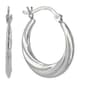 Sterling Silver Lightweight Textured Hoop Earrings - image 1