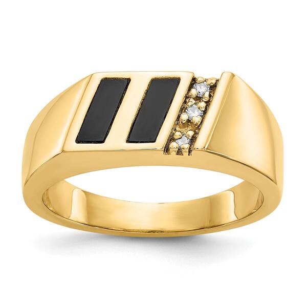 Mens Gentlemens Classics&#40;tm&#41; 14kt. Gold Onyx & Diamond Accent Ring - image 