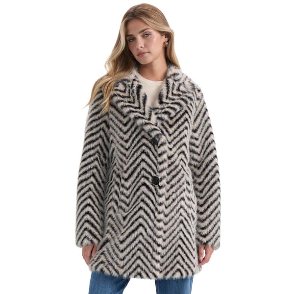Womens Ellen Tracy Faux Fur Chevron Jacket - image 