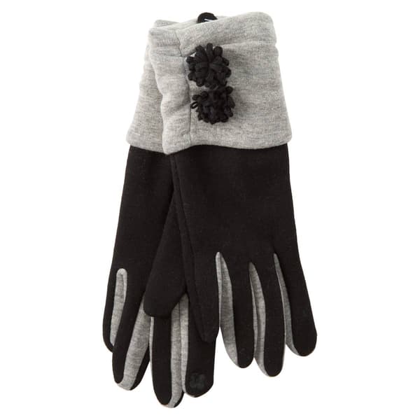 Womens Adrienne Vittadini Gloves with 3D Floral Trim - image 