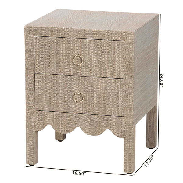 bali & pari Juniper Grasscloth Nightstand with Scalloped Base
