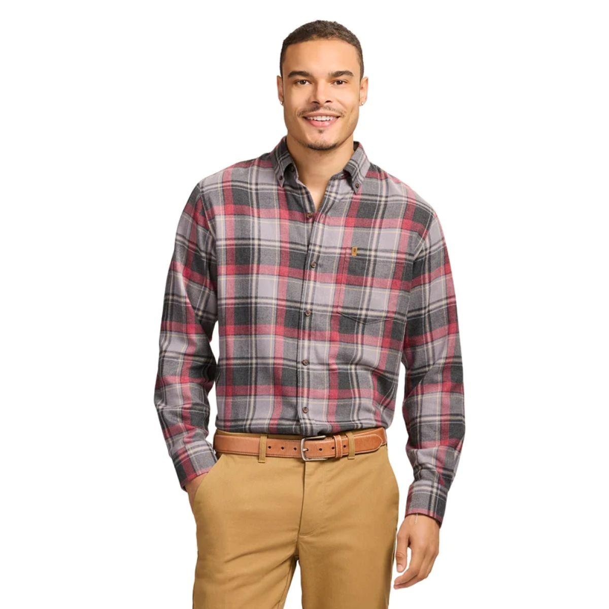 Mens IZOD(R) Long Sleeve Stratton Flannel Shirt - Night Owl