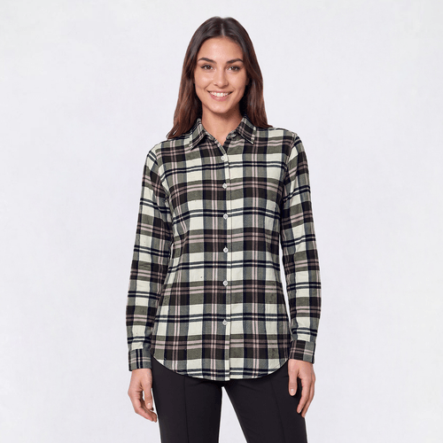 Womens Mountain Ridge Long Sleeve Plaid Flannel - Dusty Olive - image 